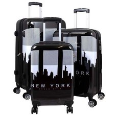 Hartschale Koffer Set 3 teilig Trolley mit 4 Rollen Motiv Manhattan New York