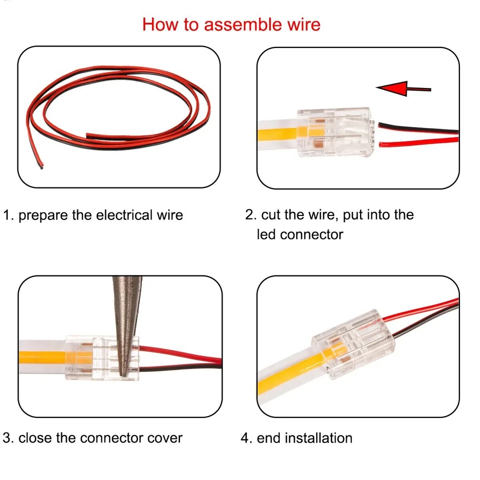 COB LED Strip Connector Fast Connectors For 2pin 8/10mm 2pin SMD COB 5050 2835 - Image 2 of 4