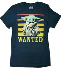 Star Wars The Mandalorian Wanted Baby Yoda Men's Black T-shirt - NWT
