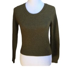 PERUVIAN CONNECTION Luxe 100 Royal Alpaca Sweater Olive Green Sz Small