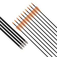 24-30'' Fiberglass Archery Practice Arrows Recurve Bow Fixed Bullet Tips 6PCS