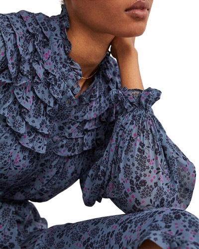 BODEN Floral Ruffle Yoke Midi shirt dress size 14 petite D0307 :::B34A:: - Picture 3 of 3
