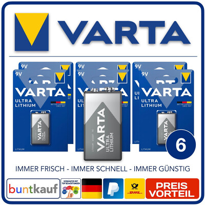 6x VARTA Ultra Lithium 9V-Block