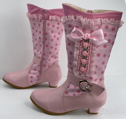 Botas Niña Talla 5 Rosa Adornos Cinta Lazo Rosas por Yangguagyiduo - Imagen 7 de 12