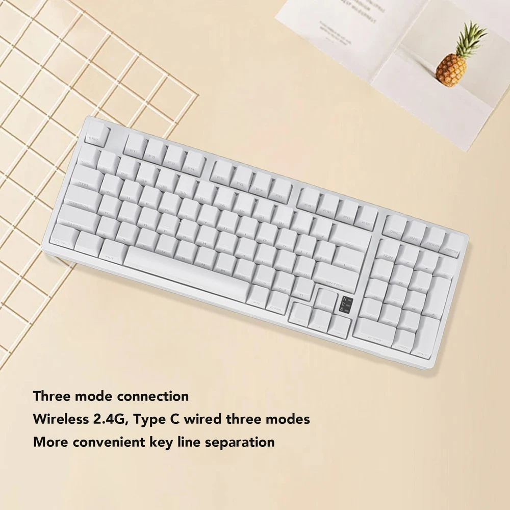 98-Key Wireless Mechanical Keyboard with 3-Mode Connectivity, Linear Switches, and RGB Backlight