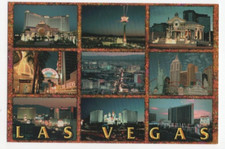 Nine Views of Spectacular Features of Las Vegas Postcard Unposted