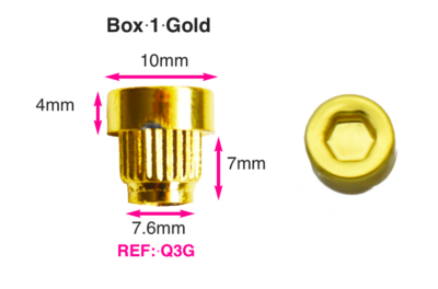 100 Gold Plastic Wheel Rivet Nuts – Fake Rim Bolts, QWX Brand, Made In Germany