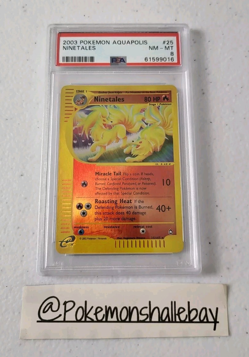 Ninetales 25/147 - Aquapolis *PSA 8 - NM-MT* Reverse Holo Pokemon Card
