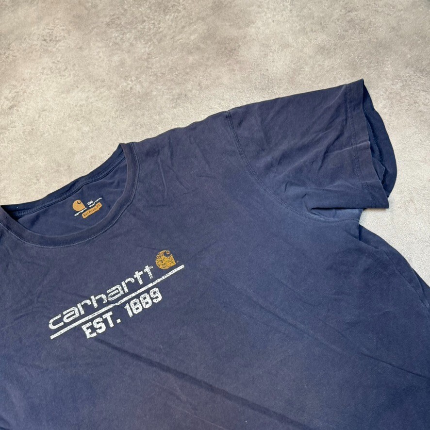 Carhartt T-Shirt Mens Y2K USA Short Sleeve Graphic Workwear Tee, Navy, 2XL image 4