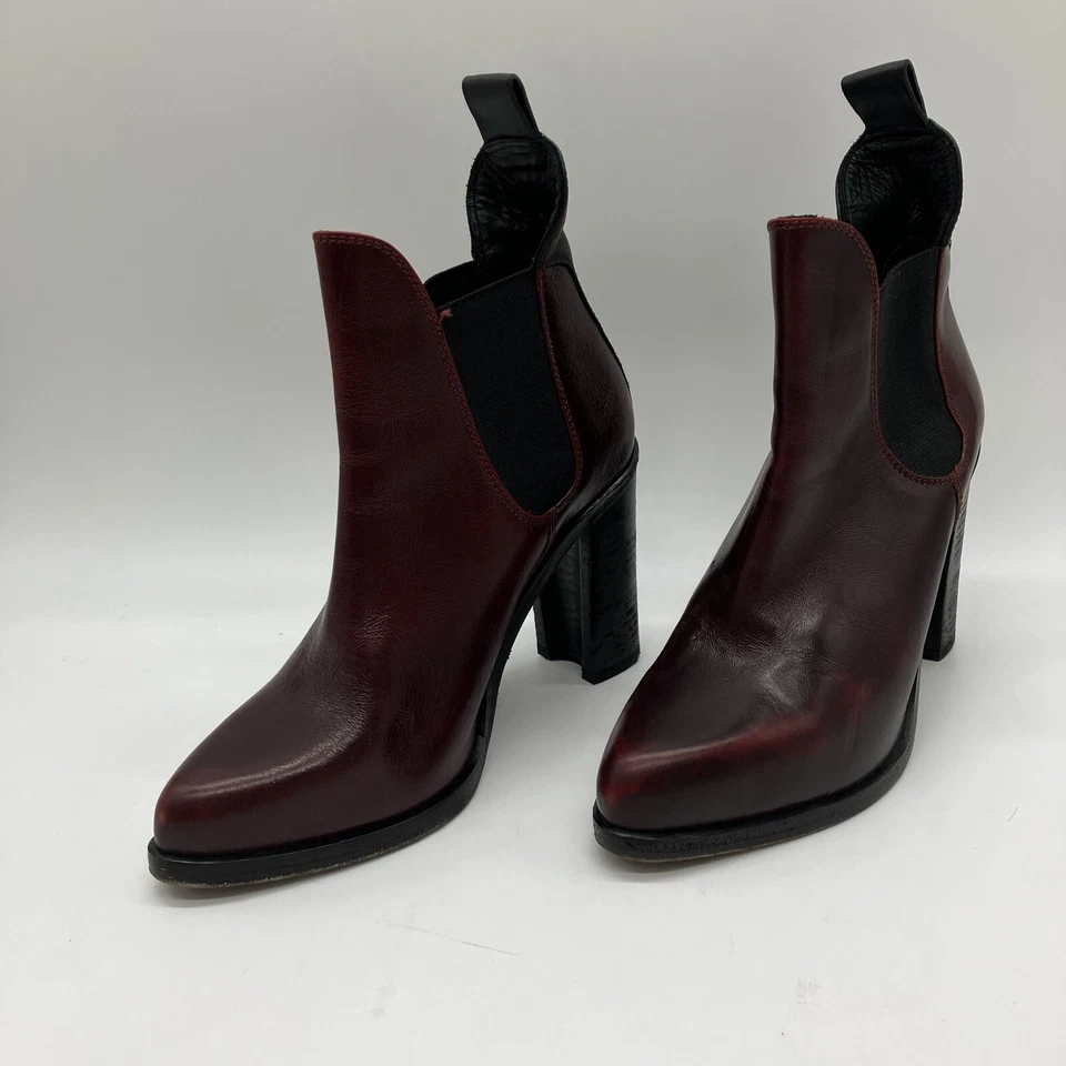 Botín para mujer Rag and Bone punta puntiaguda borgoña pull on con ribete negro 36 EU 6 US Foto 3 de 4
