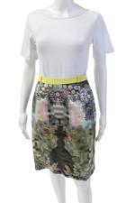 Preen By Thornton Bregazzi Womens Abstract Print Pencil Skirt Multicolor Size S