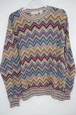Norm Thompson Sweater Mens Large Multicolor Chevron Zigzag Knit Made Italy