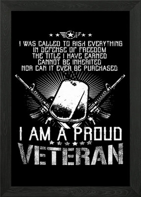 Proud To Be A Veteran Framed Wall Art Poster Canvas Print Picture