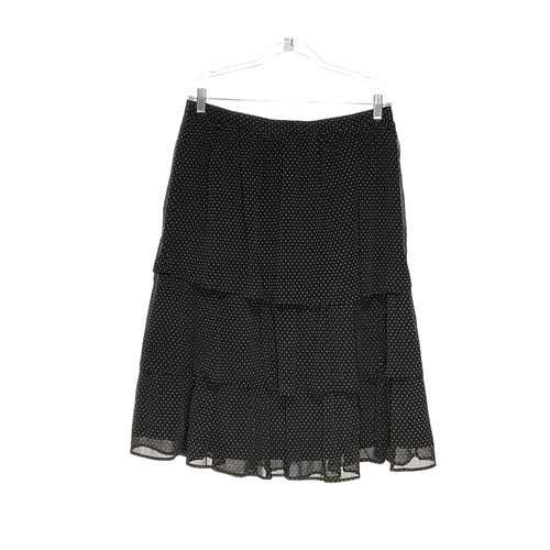 J. Crew Black Polka Dot Tiered Midi Skirt - Women's Size L