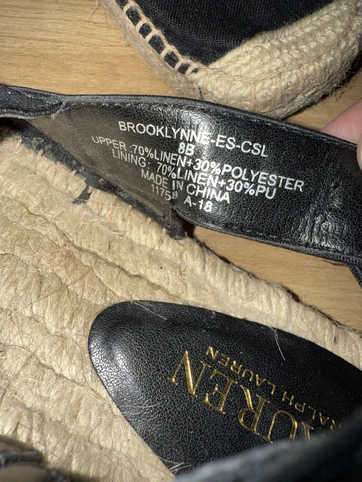 Sandalias de cuña Lauren Ralph Lauren Brooklynne alpargata con cordones negras talla 8 B I Foto 3 de 4