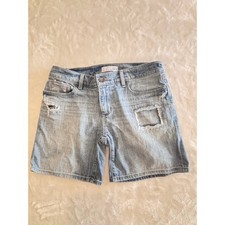 LOFT Ann Taylor Distressed Denim Shorts Light Wash Size 25 0 Patched Frayed