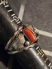Navajo Sterling Silver Ring MAX C Turquoise Coral sz 12 signed — photo 2