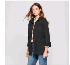 A New Day Black Utility Jacket Women M NWT Adjustable Waist 4 Pocket