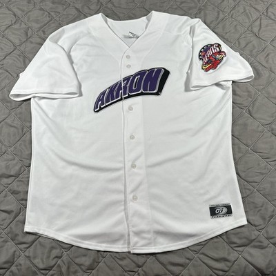 Akron Aeros Jersey Mens 2XL White Purple Baseball MiLB Minors Guardians Ohio OT