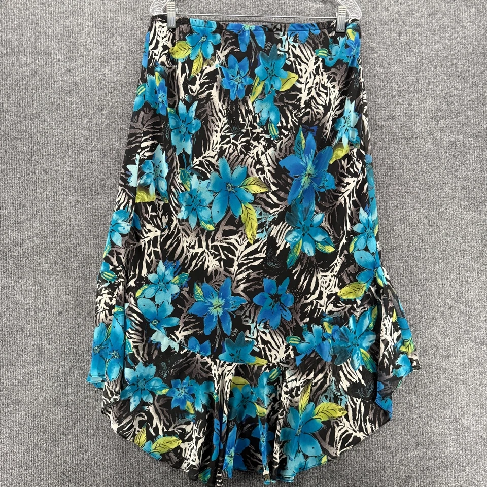 Chicos Y2K Skirt Womens XL Blue Floral Mesh Ruffle Fit Flare Fairy Core Whimsy - Image 4 of 4