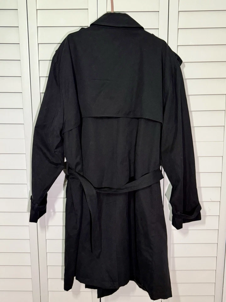 Gabardina negra con cinturón doble botonadura Adam Baker 56R para hombre Foto 2 de 4