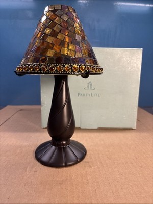 VTG Partylite Global Fusion Mosaic Tile Stained Glass Candle Lamp P8368 11'' T