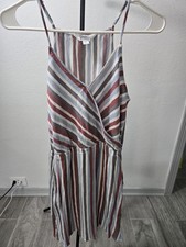 Market & Spruce Striped Wrap Midi Dress in Red, Blue, Cream