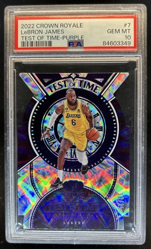 2022-23 Panini Crown Royale LeBron James Test of Time Purple #/25 Lakers PSA 10