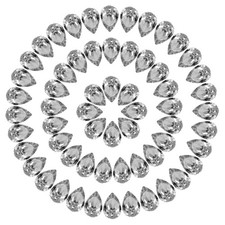 84Pcs Teardrop Crystal Glass Rhinestones for DIY Craft 7x10mm Light Gray