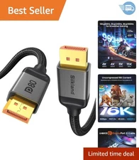 80Gbps DisplayPort 2.1 Cable - 10FT Cable for Unmatched Gaming Visuals