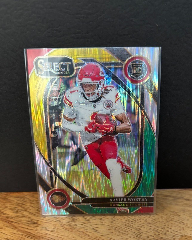 2024 Panini Select Club Level Xavier Worthy #224 Yellow & Green Shock Prizm (RC)