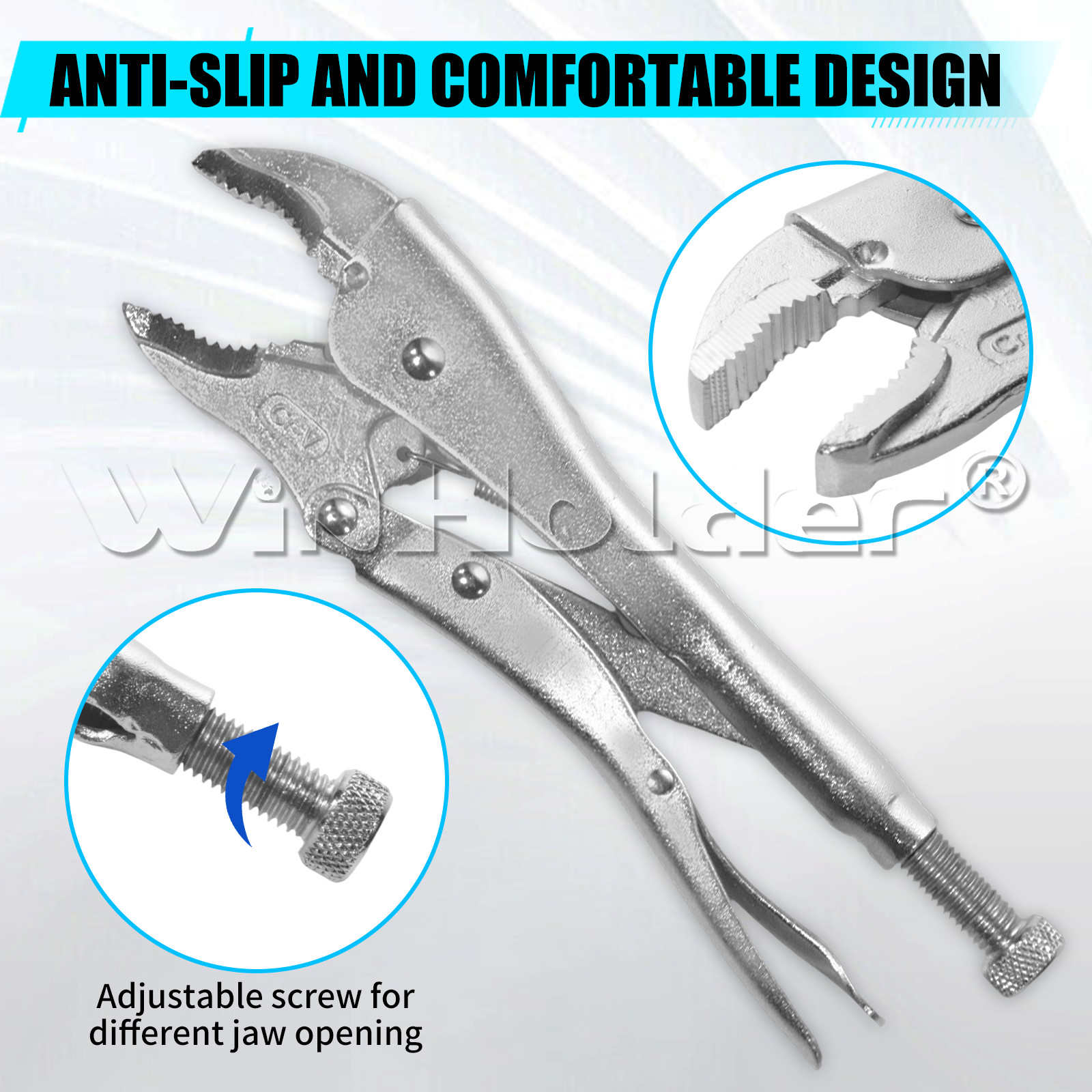 10" Curved Jaw Locking Pliers Heavy Duty Cr-V Steel Clamp Multi Functional Tool