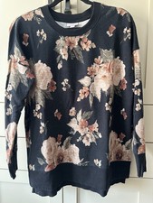 LuLaRoe Hannah Crew Neck Sweatshirt Black Floral Small