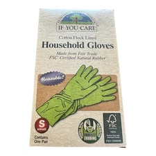 NIB If You Care Cotton Flock Lined Household Gloves - Small