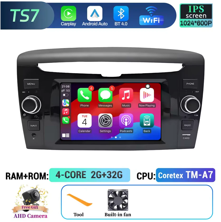Autoradio 7" CarPlay Android 14 per Lancia Ypsilon 2012–2020 GPS BT RDS - Immagine 3 di 4