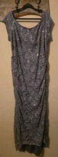 Alex Evenings Women's Grey/Silver Sequined Lace Dress Plus Size 20W