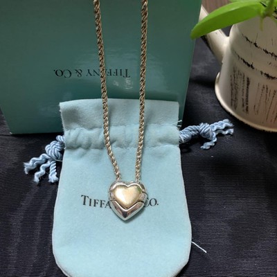 TIFFANY & Co. Puzzle Heart Necklace Silver 925 18K Yellow Gold