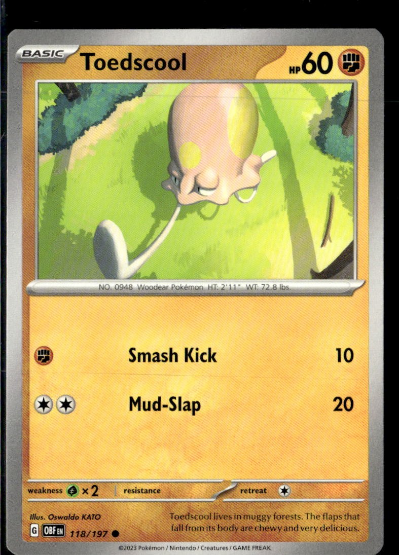 Pokemon Toedscool 118/197 Obsidian Flames Non Holo Common 5 Card Lot