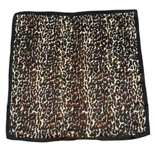 Vintage Animal Print Square Scarf 22.5 Leopard Tan Brown Black White