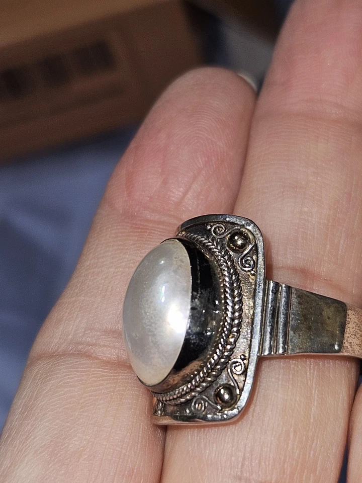 Anillo Mabe Perla Plata de Ley 925 Bali con Acento Oro 18k Talla 12 Unisex Foto 4 de 4