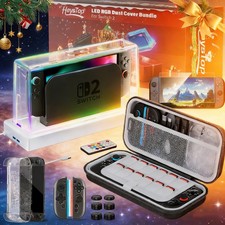 Switch 2 Accessories Bundle for Gift,with Iridescent Dust Cover Carrying Case