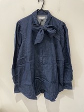 La Redoute Maternity Denim Shirt Size 8 Pussy Bow Long Sleeves Chic RRP £40