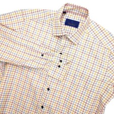 David Donahue Shirt Mens M Multicolor Check Long Sleeve Button Up Casual Cotton
