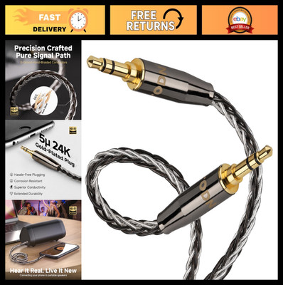 High-Quality 3.5mm AUX Audio Cable - OCC Silver Core Male to Male for Car, Smart