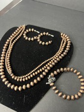 Beaded Bronze Western Necklace Earings Bracelet Set