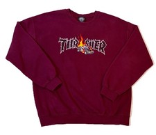 90s Thrasher X Necklace Cop Car Maroon Skate Sweatshirt Size Large - Crew Neck
