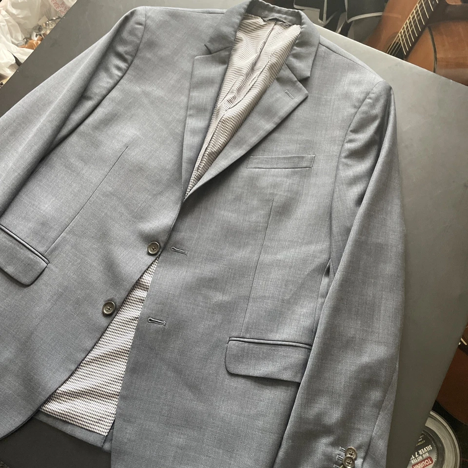 Banana Republic Slim Fit Marzotto 2pc Suit 44R Pants 33W x 34L Slate Blue WOW! - Image 3 of 4