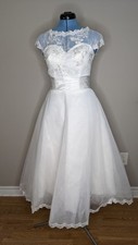 Brand New Tea Length Wedding Dress – Party Cap Sleeve, Zipper, Bust 34, Waist 38