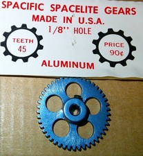45 Tooth Blue Slot Car Spur Gear 48 Pitch 1/8 Inch Shaft Set Screw NOS