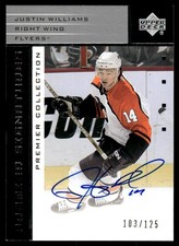 2002-03 Upper Deck Premier Collection Signatures Silver Justin Williams Auto